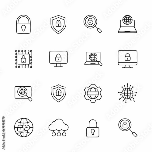 Depicting Cyber Security Icons Dynamic High-Quality Stock Image