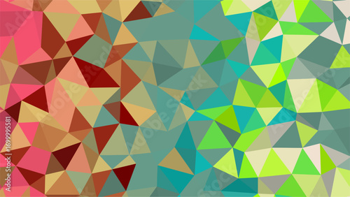Vibrant Abstract Geometric Polygonal Pattern Background in Teal Green Pink and Yellow Tones