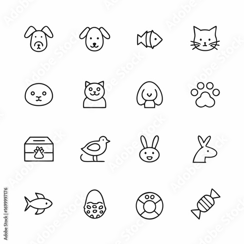 Featuring Pet And Animal Icons Elegant High-Quality Stock Image