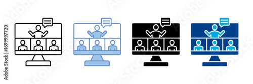 Virtual Meeting Icon Set Multiple Style Collection