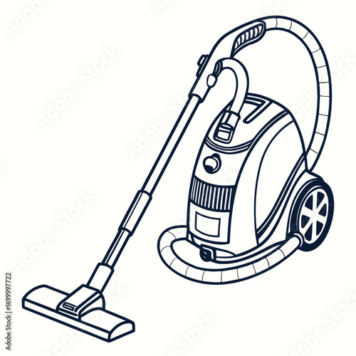 Vector illustration of a red vacuum cleaner for domestic housework