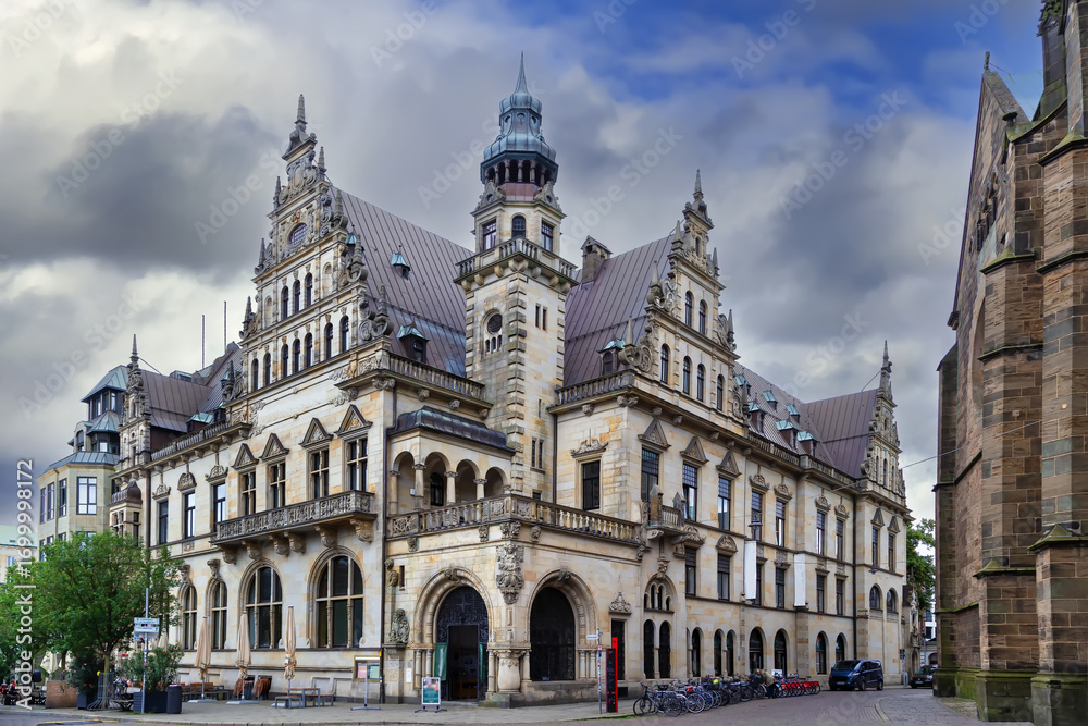 Fototapeta premium Old bank building in Bremen, Germany