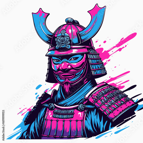 vector samurai comic book style