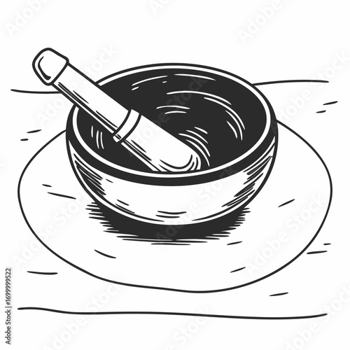 Wooden Tibetan Singing Bowl Miniature Lay Creative Visual Suitable for Design