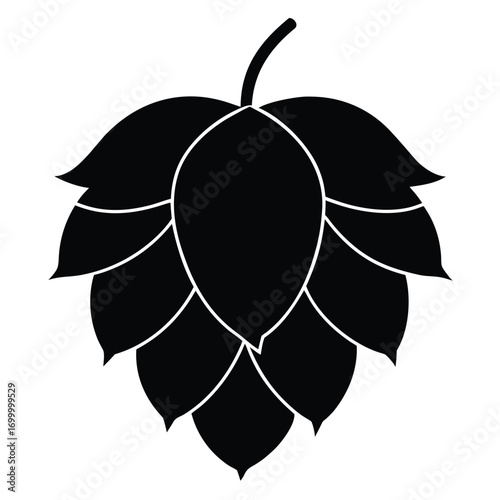 Black Silhouette of a Hop Cone with Layered Petals illustration