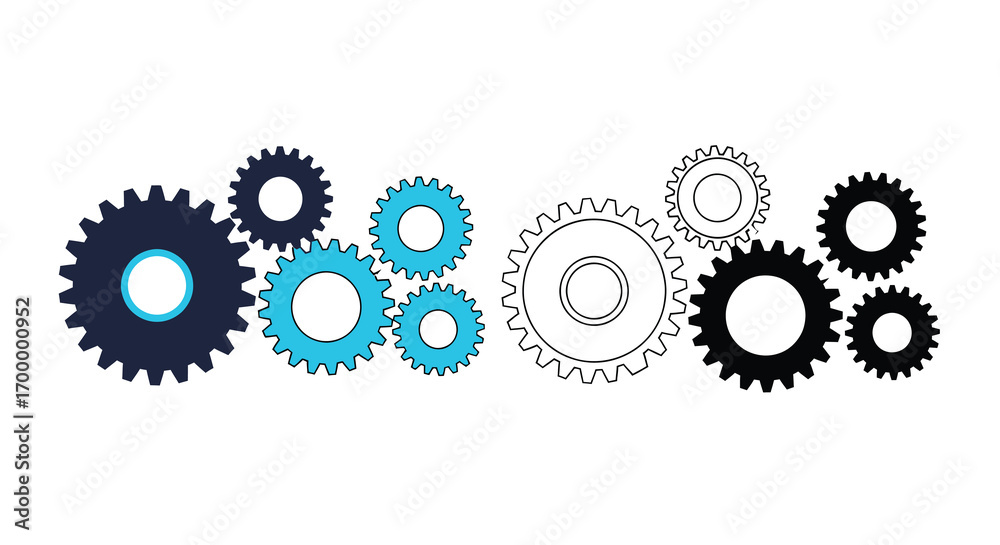 Interlocking gears system process vector illustration icon Interlocking gears system process vector illustration icon