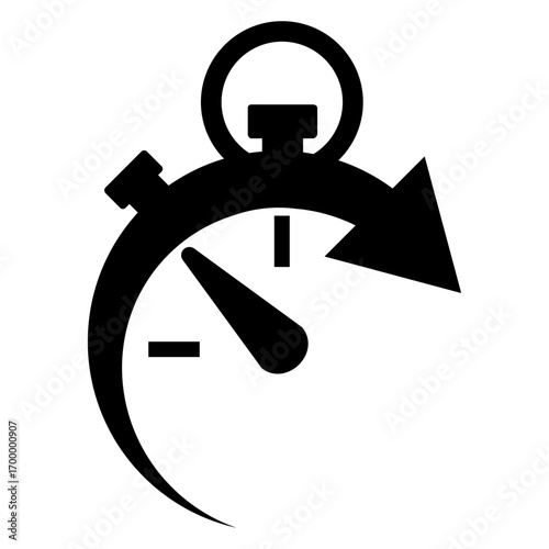 Logo paso del tiempo. Icono silueta de cronometro con forma de flecha girando 