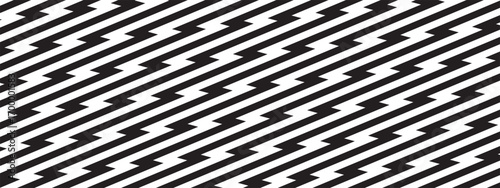 Repeating zigzag lines print with optical illusion effect. Thunder bolt background. Electric power, thunder bolt or flash light pattern. Shock or surprise cartoon print. Vector graphic illustration
