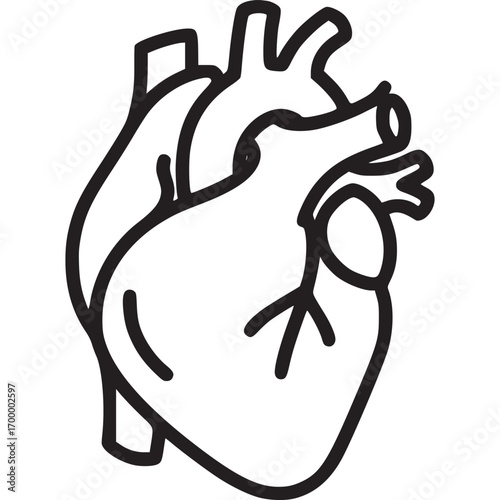 Heart icon isolated on white background perfect for medical, health, and anatomical projects, offering a clean and modern aesthetic for educational or design purposes