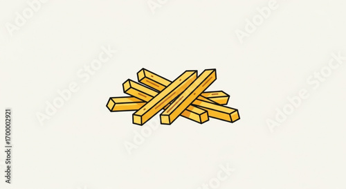 Golden french fries pile, a delicious and tempting fast food snack, perfect for menus, ads, and culinary designs, bringing savory satisfaction.