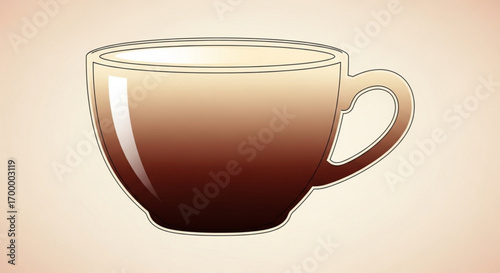 Elegant ceramic coffee cup with rich brown gradient and subtle highlights, perfect for cafe branding or cozy morning scenes