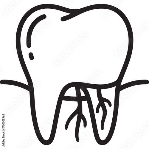 Tooth icon isolated on white background dental care and oral hygiene symbol in minimalist line art style healthy teeth and dentistry concept for medical and healthcare design