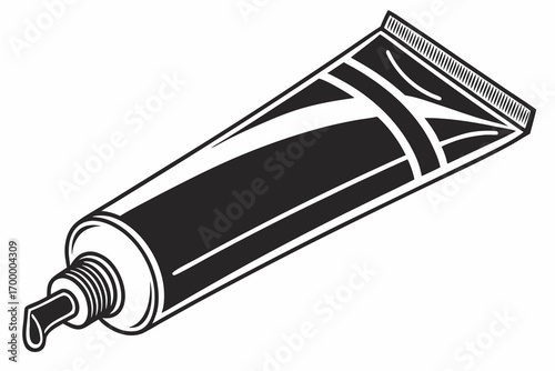 Black and white illustration of a squeezed tube.