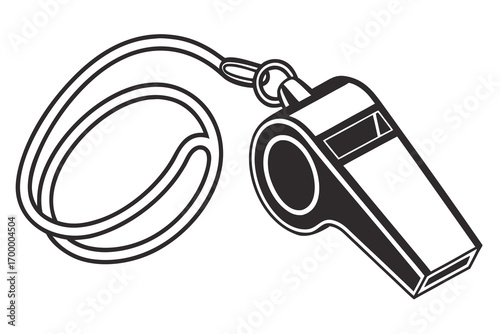 Black and White Whistle with Lanyard 1.