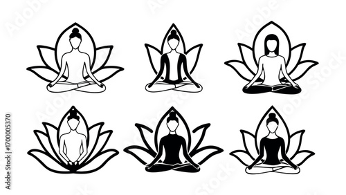 Serene yoga poses with lotus flowers inspire peace and mindfulness for wellness