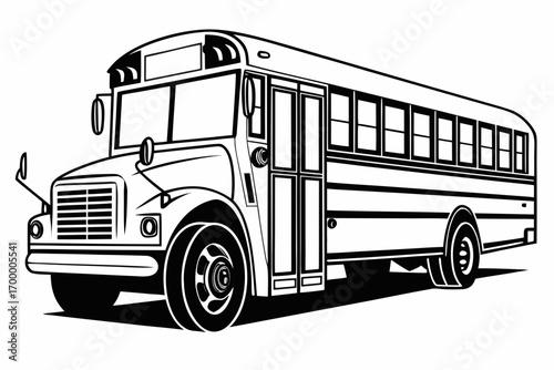 Classic Yellow School Bus Illustration.