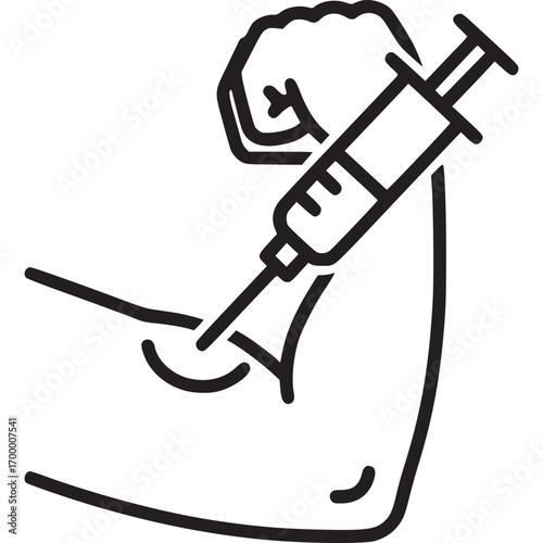 Vaccination concept arm receiving a vaccine shot with syringe, immunization, and health care isolated on white background protection against infectious diseases