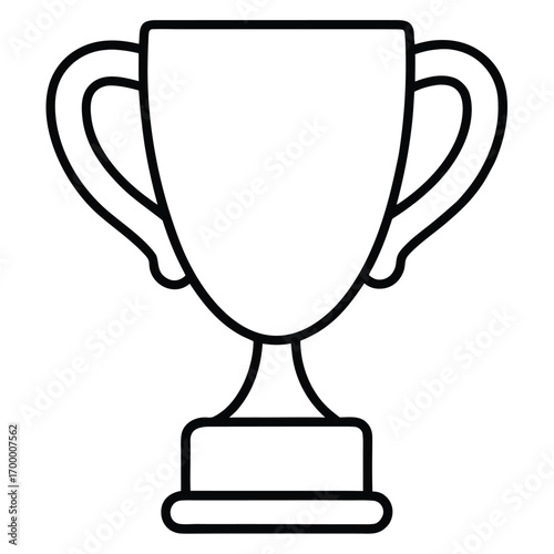 Outline Illustration of a Classic Trophy Cup with Two Handles on a White Background Keywords: trophy, cup, award, winner, victory, success