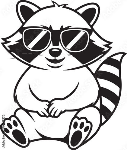 Cute baby Sugar glider sitting wearing sunglass illustration vector
