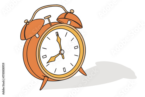 Orange Retro Alarm Clock Illustration.