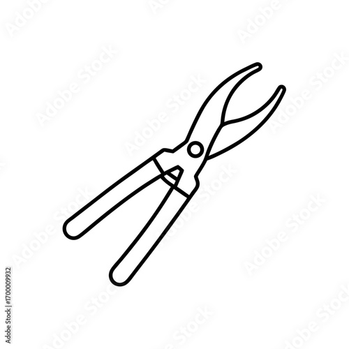 Illustration of pruning shears in outline on transparent background