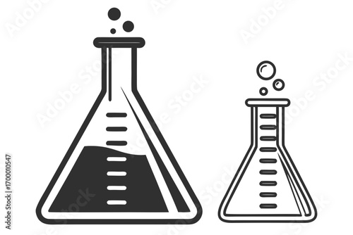 Two Erlenmeyer Flasks with Bubbles.