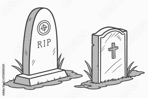 Two Gravestones in a Cemetery.