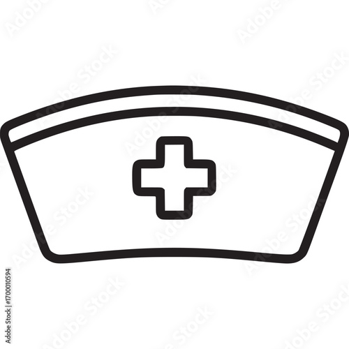 Nurse hat icon isolated on white background medical cap with cross symbol healthcare professional headwear vector illustration