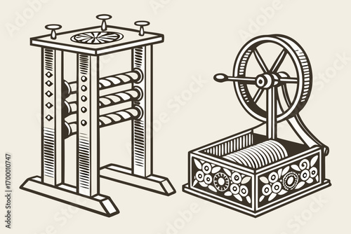 Vintage Mechanical Devices Illustration.