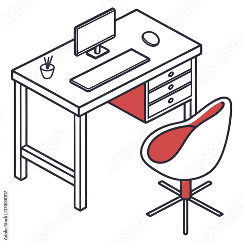 Vector illustration of an electric power station with wooden furniture design
