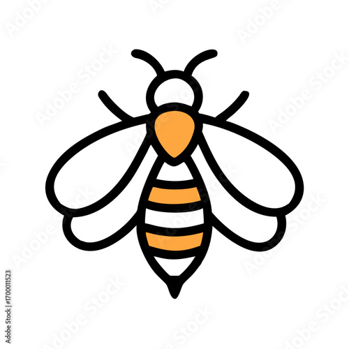 Cartoon Bee Clipart Vector Illustration Isolated on White Background, Cute Flying Honeybee Icon Design for Digital Art, Kids, Education, Decoration