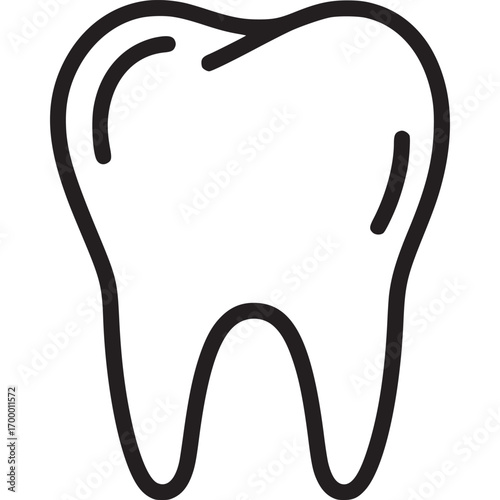 Tooth icon isolated on white background symbol of dental care, oral hygiene, and dentistry simple outline vector illustration for medical or healthcare design