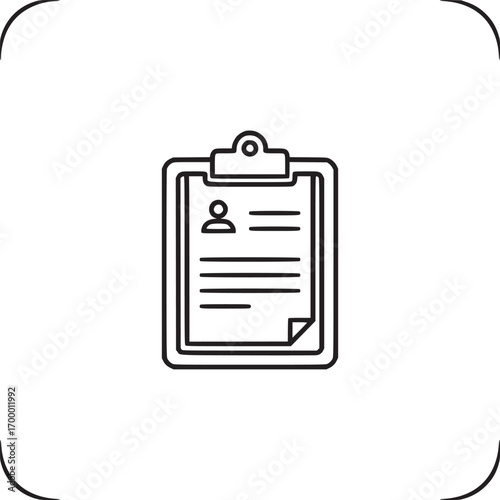 Medical clipboard with patient data isolated on white background healthcare record, diagnosis report, or clinical information concept in vector line art illustration