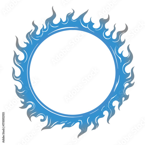Flame frame circle shape on ground illustration