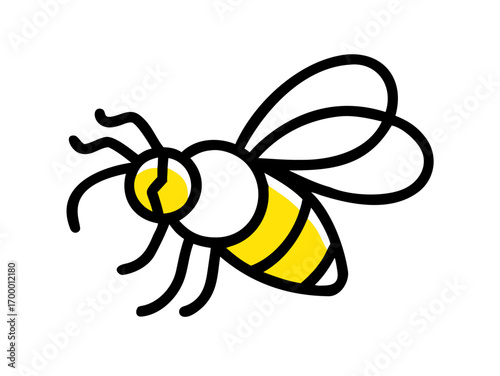 Cartoon Bee Clipart Vector Illustration Isolated on White Background, Cute Flying Honeybee Icon Design for Digital Art, Kids, Education, Decoration.