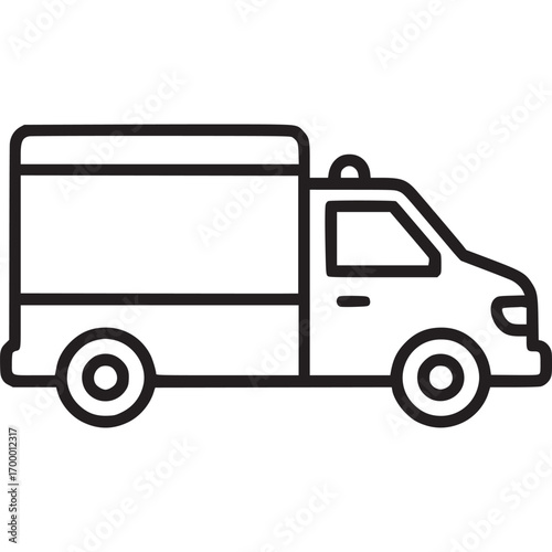 Ambulance car icon isolated on white background thin line style vector illustration of a transport vehicle for medical emergencies and healthcare services