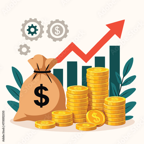 growth money invest illustration , income growth chart vector