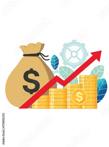 growth money invest illustration , income growth chart vector
