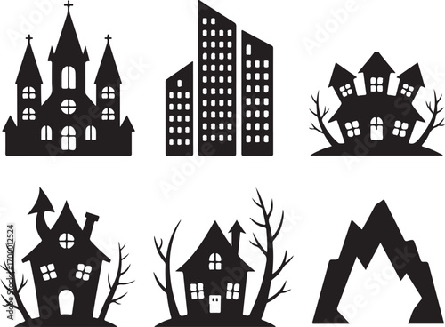 Haunted House Vector Collection for Creepy Scenes, Architecture, and Graphic Elements