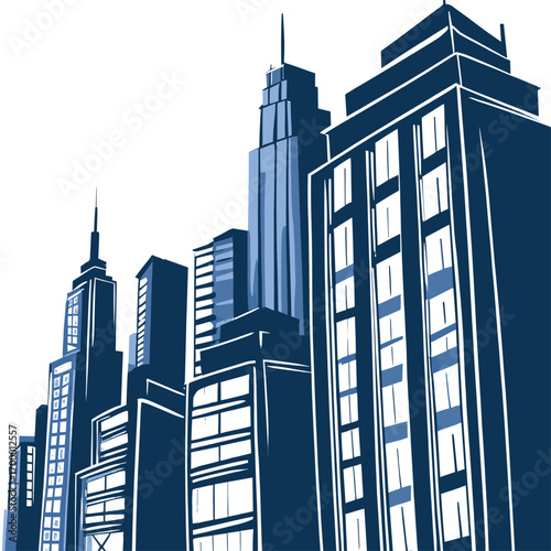 skyscrapers in the city illustration, modern city skyline