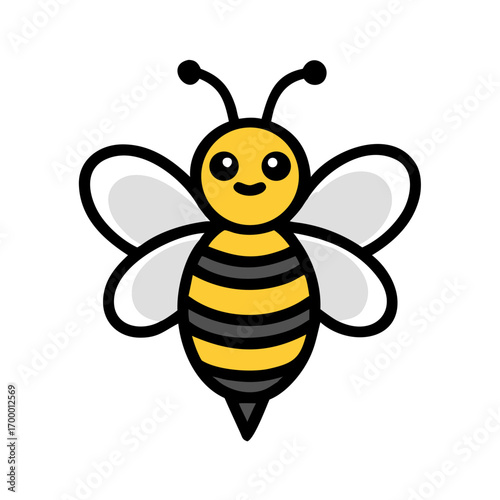 Cartoon Bee Clipart Vector Illustration Isolated on White Background, Cute Flying Honeybee Icon Design for Digital Art, Kids, Education, Decoration.
