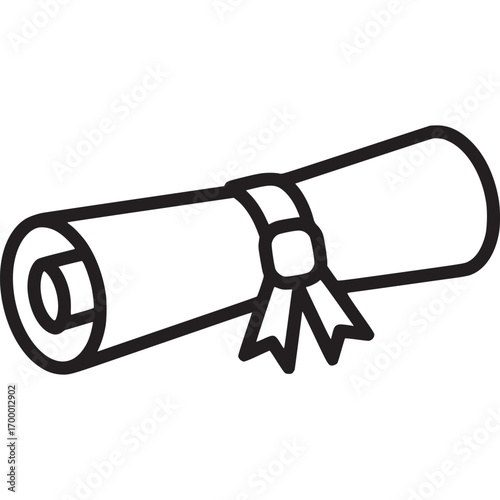 Diploma scroll isolated on white background a symbol of academic achievement, graduation, and educational success, representing knowledge and accomplishment
