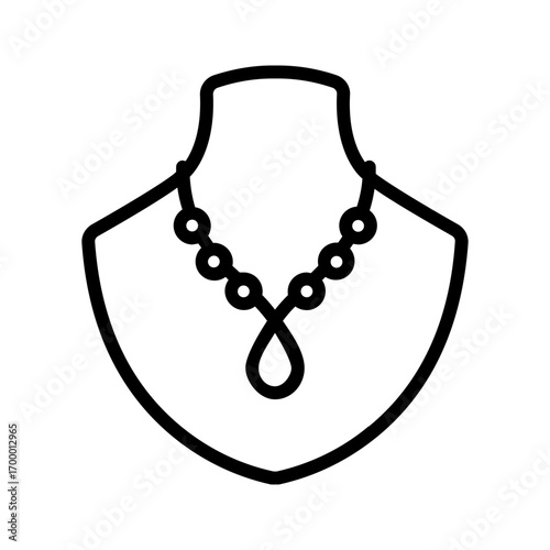 Vector black line icon for Necklace