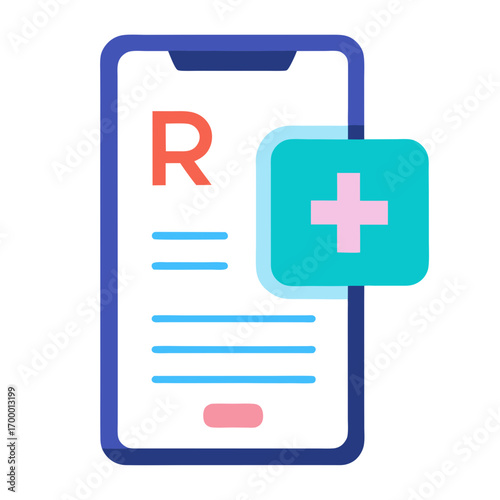 Smartphone with medical prescription and plus icon