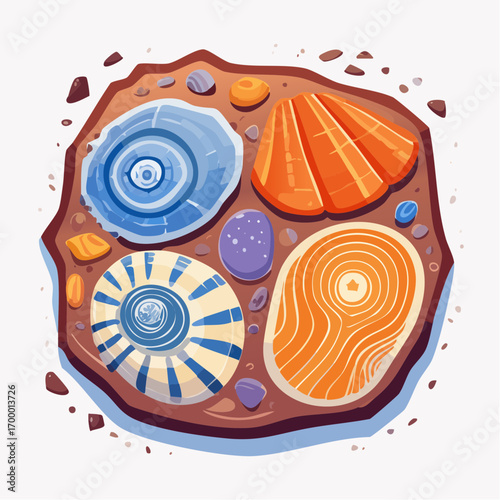 Pixel Art Seashells On A Rock