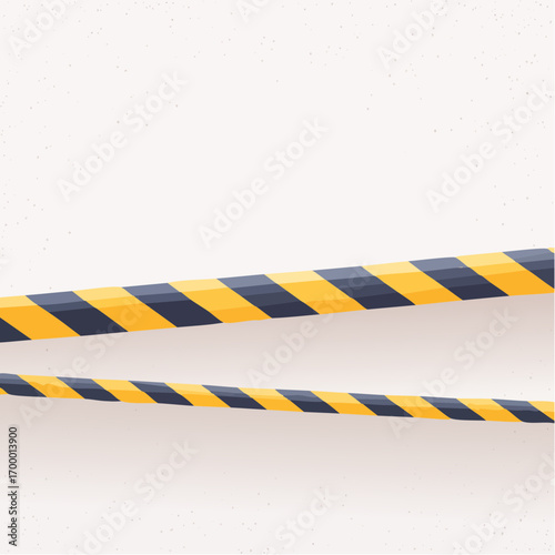 Black and Yellow Striped Caution Tape on White Background