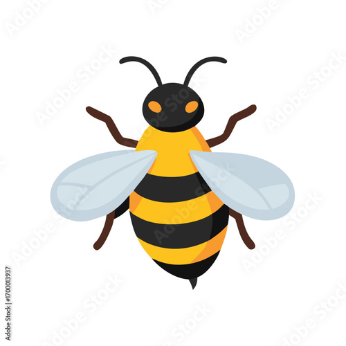 Cartoon Bee Clipart Vector Illustration Isolated on White Background, Cute Flying Honeybee Icon Design for Digital Art, Kids, Education, Decoration