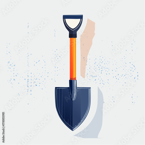 Orange And Blue Shovel On Light Gray Background