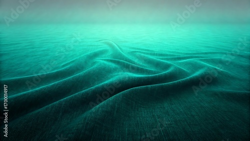 Teal Textured Fabric: Abstract Draped Waves, Serene Moody Background