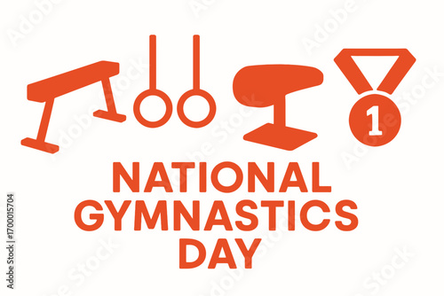 National Gymnastics Day Flat Vector Illustration with Sports Icons